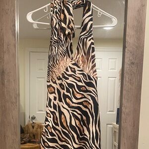 Zebra Print Halter Dress